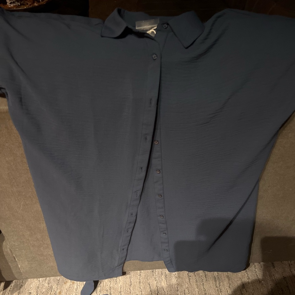 Worthington Petrol Blue Belted Aline Women's Dress